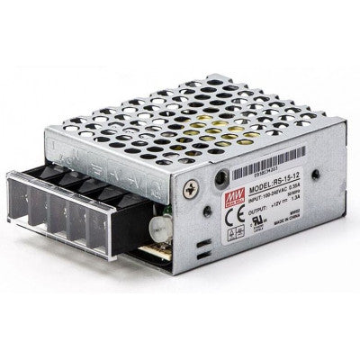 An RS-15-12 Mean Well SMPS - 12V 1.3A - 15W Metal Power Supply
