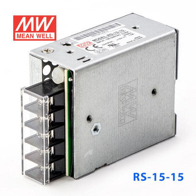 An RS-15-15 Mean Well SMPS - 15V 1A - 15W Metal Power Supply
