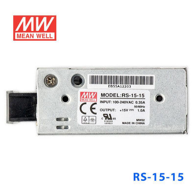 An RS-15-15 Mean Well SMPS - 15V 1A - 15W Metal Power Supply