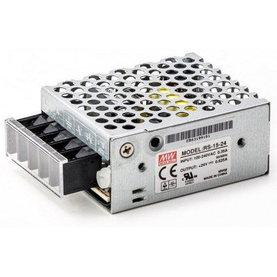 An RS-15-24 Mean Well SMPS - 24V 0.625A - 15W Metal Power Supply