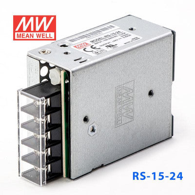 An RS-15-24 Mean Well SMPS - 24V 0.625A - 15W Metal Power Supply