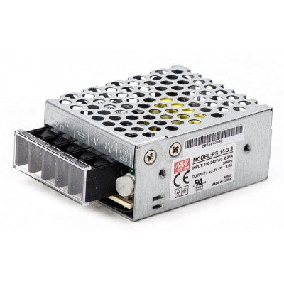 An RS-15-3.3 Mean Well SMPS - 3.3V 3A - 9.9W Metal Power Supply
