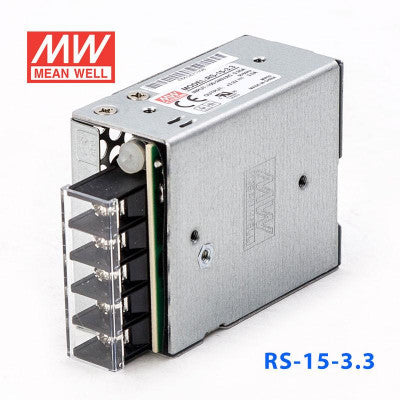 An RS-15-3.3 Mean Well SMPS - 3.3V 3A - 9.9W Metal Power Supply