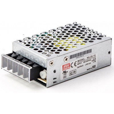 An RS-25-15 Mean Well SMPS - 15V 1.7A - 25W Metal Power Supply