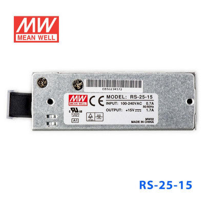 An RS-25-15 Mean Well SMPS - 15V 1.7A - 25W Metal Power Supply