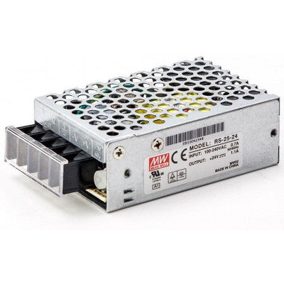 An RS-25-24 Mean Well SMPS - 24V 1.1A - 26W Metal Power Supply