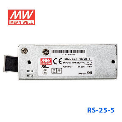 An RS-25-5 Mean Well SMPS - 5V 5A - 25W Metal Power Supply