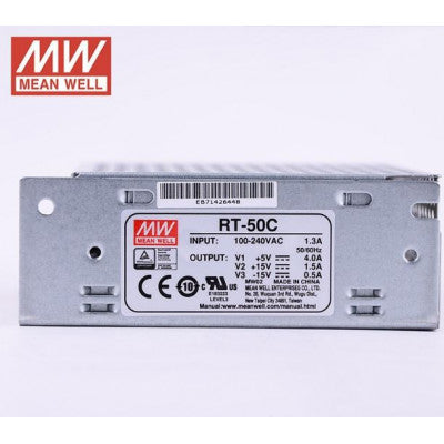 An RT-50C Mean Well SMPS (5V 4A), (15V 1.5A) and (-15V 0.5A) - 50W Triple Output Metal Power Supply