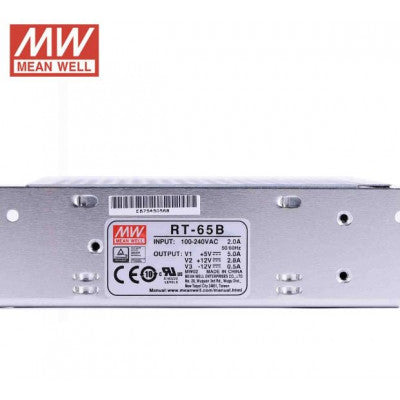 An RT-65B Mean Well SMPS (5V 5A), (12V 2.8A) and (-12V 0.5A) - 64.6W Triple Output Metal Power Supply