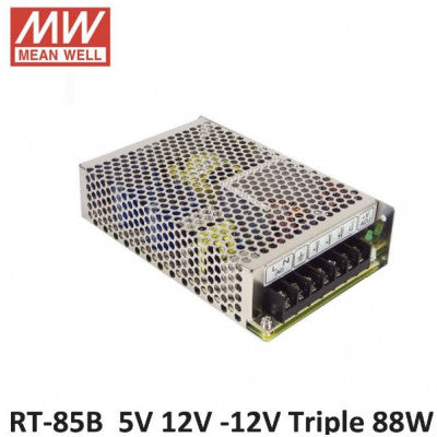 An RT-85B Mean Well SMPS (5V 8A), (12V 3.5A) and (-12V 0.5A) - 88W Triple Output Metal Power Supply