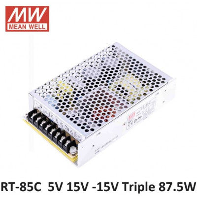 An RT-85C Mean Well SMPS (5V 7A), (15V 3A) and (-15V 0.5A) - 87.5W Triple Output Metal Power Supply