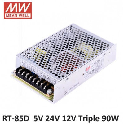 An RT-85D Mean Well SMPS (5V 6A), (24V 2A) and (12V 1A) - 90W Triple Output Metal Power Supply