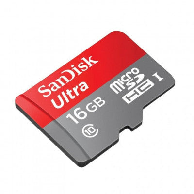An SanDisk 16GB Micro SD Class 10 Memory Card