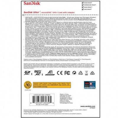 An SanDisk 128GB Micro SD Class 10 Memory Card