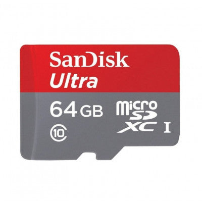 An SanDisk 64GB Micro SD Class 10 Memory Card
