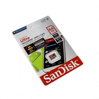 An SanDisk 64GB Micro SD Class 10 Memory Card