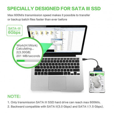 An SATA 3.0 to USB 3.0 Adapter Cable Supports up to 6 GB/S - 45 cm