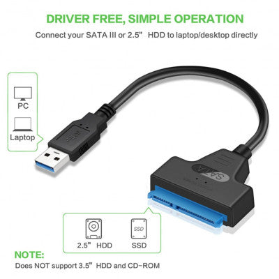 An SATA 3.0 to USB 3.0 Adapter Cable Supports up to 6 GB/S - 45 cm