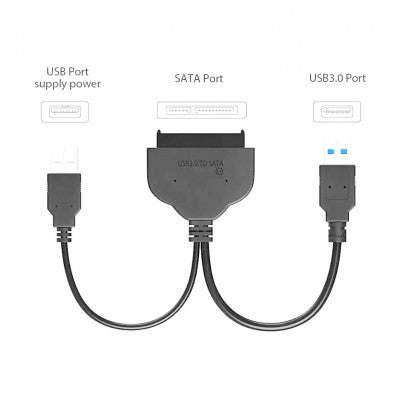 An SATA3.0 to 2 in Series USB 3.0 External Hard Disk Data Cable