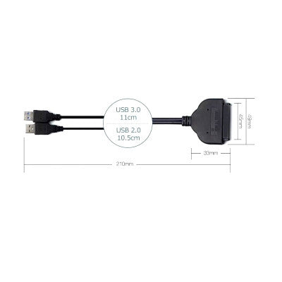 An SATA3.0 to 2 in Series USB 3.0 External Hard Disk Data Cable