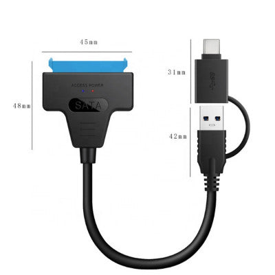 An SATA3.0 to USB3.0/Type C 2 in 1 External Hard Disk Data Cable - 50CM