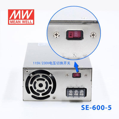 An SE-600-5 Mean Well SMPS - 5V 100A - 500W Metal Power Supply