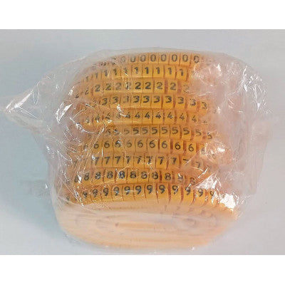 An Self Locking Yellow Flexible Cable Marker PVC Ferrules (Numbered 0 to 9) 10 sq mm