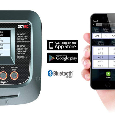 An SkyRC Q200 QUATTRO AC/DC 2X100W 2X50W Lipo Battery Balance Charger/Discharger