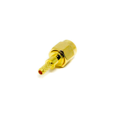 An SMA Male Crimp Connector 180 Degree Plug Coaxial RF Connector