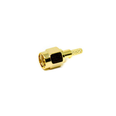 An SMA Male Crimp Connector 180 Degree Plug Coaxial RF Connector