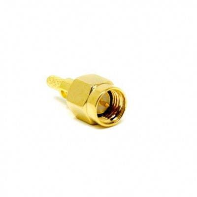 An SMA Male Crimp Connector 180 Degree Plug Coaxial RF Connector