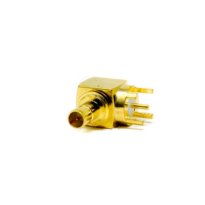 An SMB Coaxial Connector Right Angle Female for PCB Mount