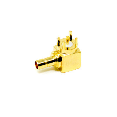 An SMB Coaxial Connector Right Angle Female for PCB Mount