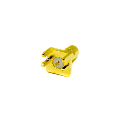 An SMB RF Coax Female Straight Gold Plated for Edge Mount
