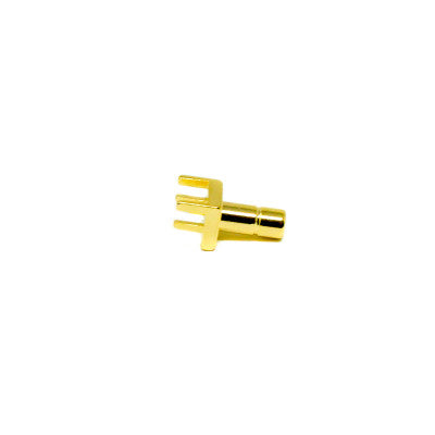 An SMB RF Coax Female Straight Gold Plated for Edge Mount