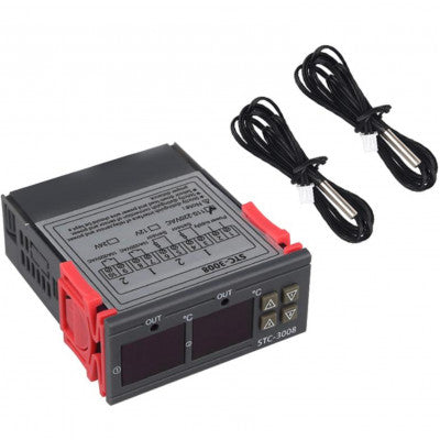 An STC-3008 AC110-220V Dual Display Thermostat Temperature Controller with 1M NTC Probe