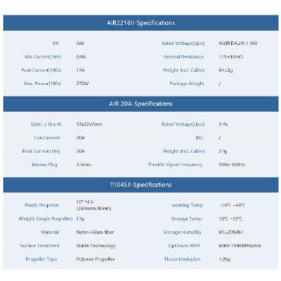 An T Motor Air Gear 450 Combo