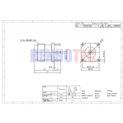 An TNC Connector Videos Straight Jack for PCB Mount