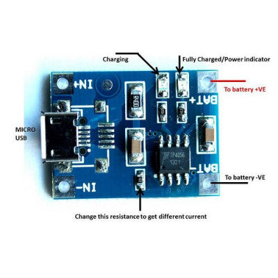 An TP4056 1A Li-Ion Lithium Battery Charging Module - Micro B USB