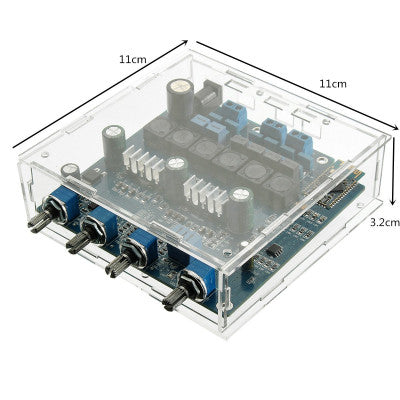 An TPA3116 2.1 50Wx2 plus 100W Bluetooth CSR4.0 Class D Power Amplifier With Acrylic Case