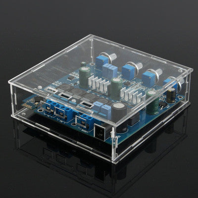 An TPA3116 2.1 50Wx2 plus 100W Bluetooth CSR4.0 Class D Power Amplifier With Acrylic Case