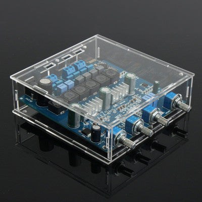 An TPA3116 2.1 50Wx2 plus 100W Bluetooth CSR4.0 Class D Power Amplifier With Acrylic Case