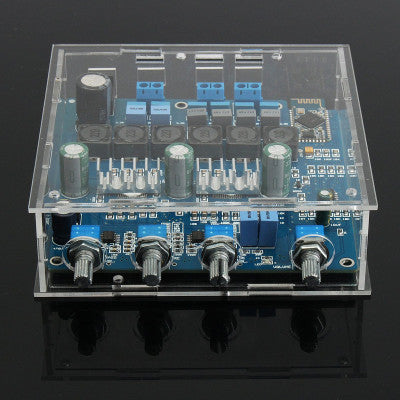 An TPA3116 2.1 50Wx2 plus 100W Bluetooth CSR4.0 Class D Power Amplifier With Acrylic Case
