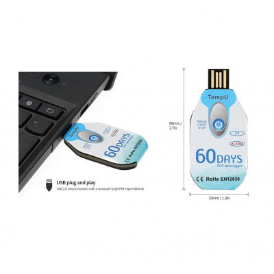 An Tzone TempU02 High Quality Single Use Temperature Data Logger