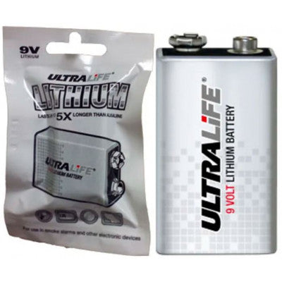An ULTRALIFE 9V Long-Life Non-Rechargeable Lithium Battery