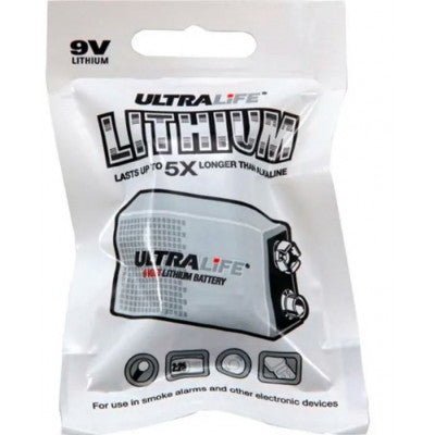An ULTRALIFE 9V Long-Life Non-Rechargeable Lithium Battery
