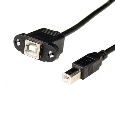 An USB 2.0 Type B Male To Type B Female Printer Extension Cable With Panel Mount - 30cm