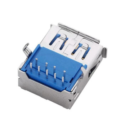 An USB 3.0 Type A Female 9 pin Right Angle PCB Mount Connector