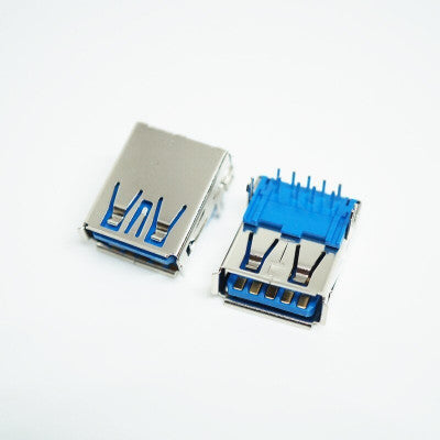 An USB 3.0 Type A Female 9 pin Right Angle PCB Mount Connector