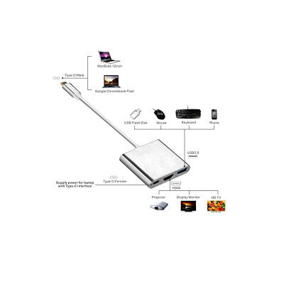 An USB 3.1 Type C to HDMI + USB3.0 + Type C Adapter Converter